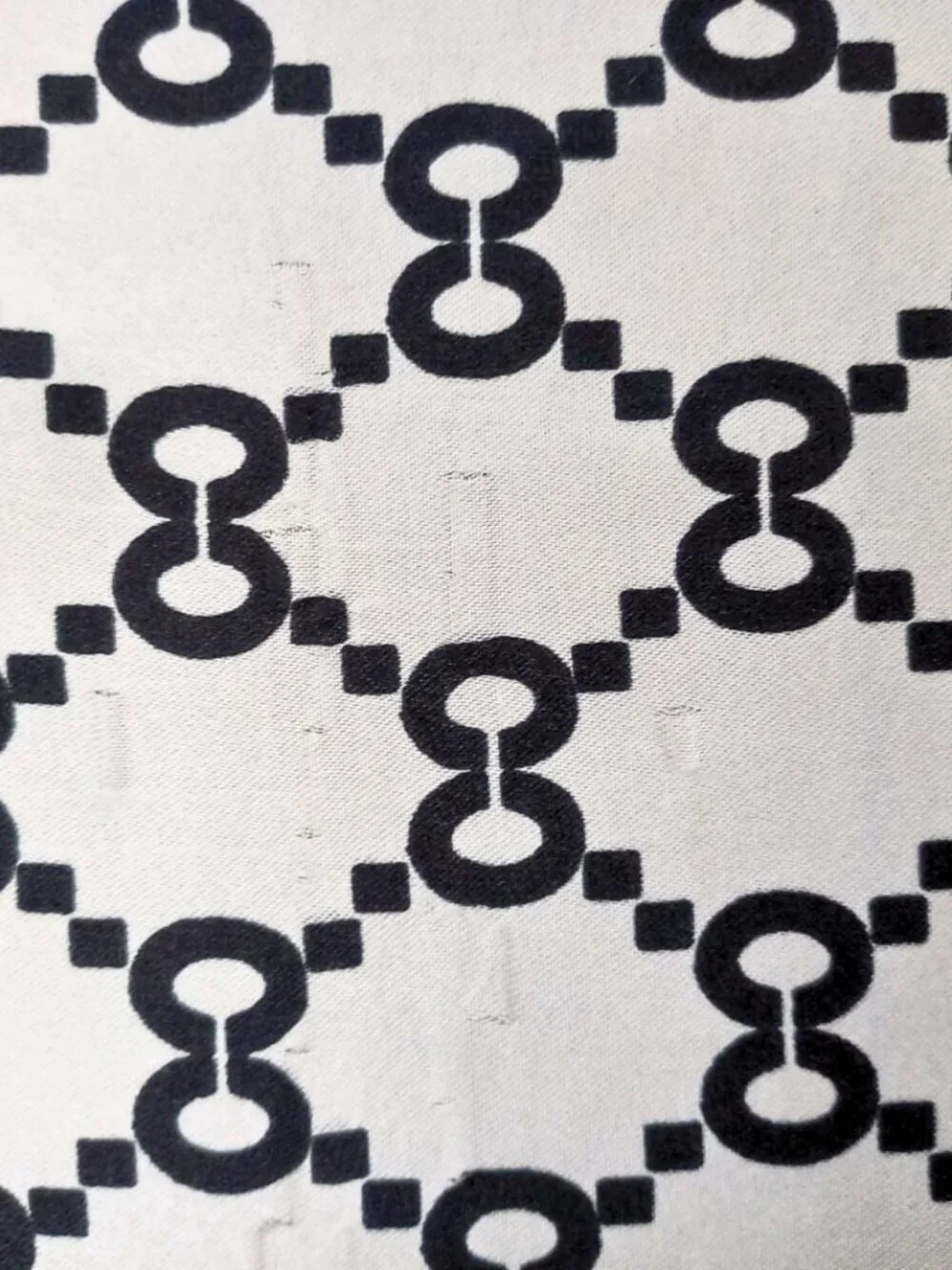 Vintage Geometric Monogram Silk Feel Scarf - Black, White & Red Border Square